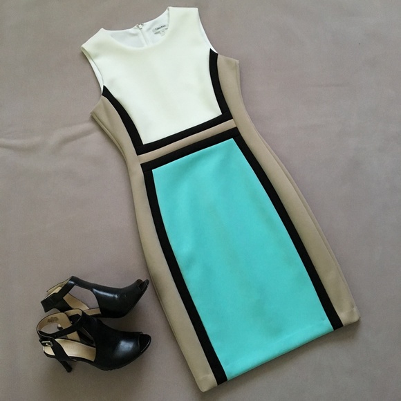 NWT Calvin Klein Color Block Sheath Dress - Picture 2 of 8